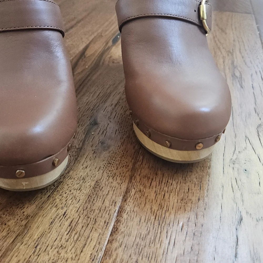 Veronica Beard Brown Hendrix Leather Mule Clogs 8 - Picture 8 of 11